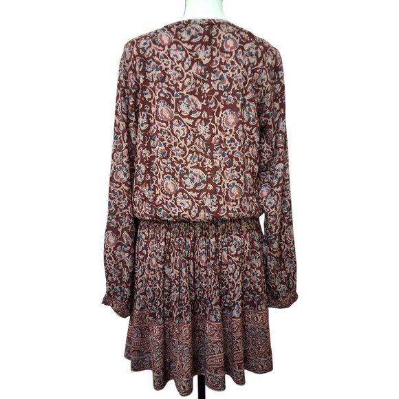 Faherty Montara Blouson Mini Dress Burgundy Multicolor Womens S - Picture 4 of 7